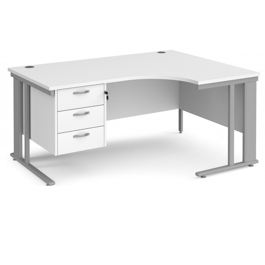 Maestro Cantilever Ergonomic Corner Desk with Fixed Pedestal